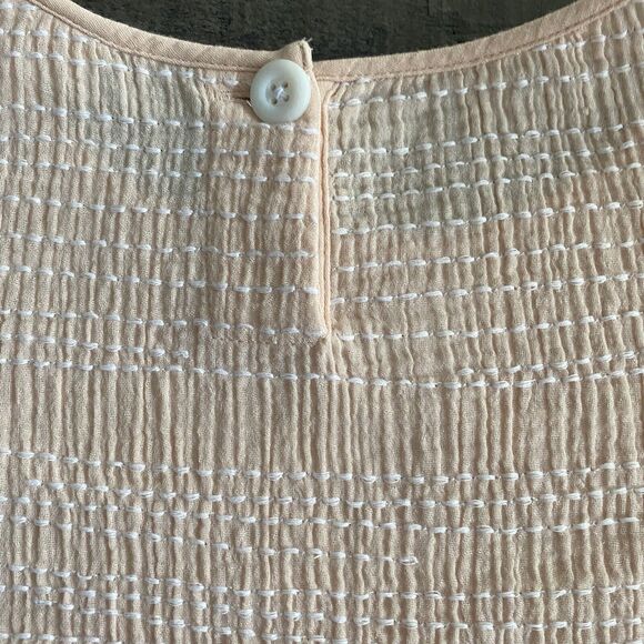 Pure Jill Cotton Short Sleeve Oversized Embroidered Blouse Size Large Peach - Picture 4 of 13